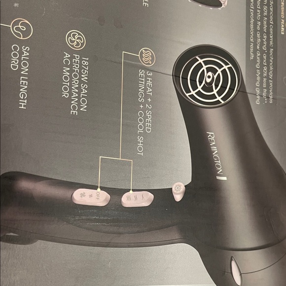 Remington Pearl Ceramic Hair Dryer - Black and Pink - Picture 5 of 6